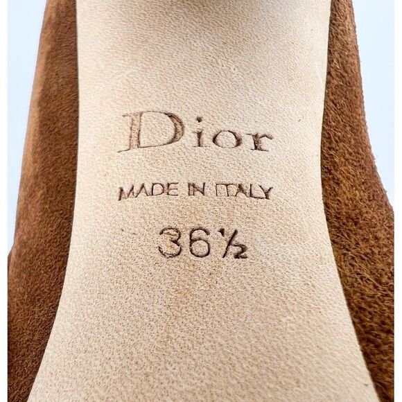 NEW Christian DIOR Brown Suede CD Logo Block Heel Ankle Boots Size EU36.5 - Picture 8 of 10